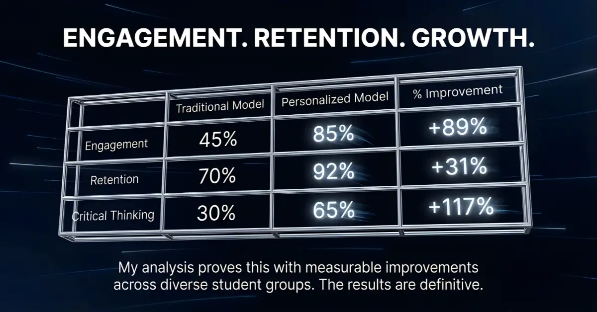 An infographic detailing the benefits of individualized learning platforms and how adaptive learning systems leverage AI in education to drive student growth