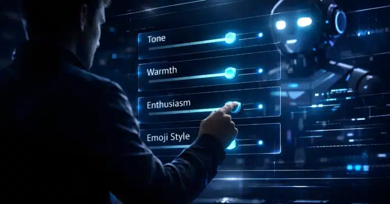ChatGPT tone control features showing AI personality customization with sliders
