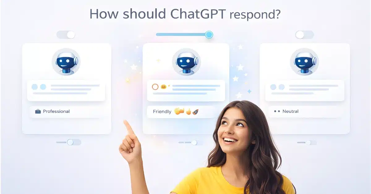 ChatGPT tone customization example with professional friendly and neutral responses