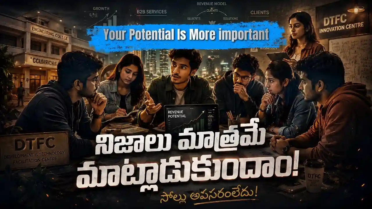 Students launching a Zero Investment B2B Tech Agency in AP colleges via DTFC resources, featured in our Business Ideas in Telugu.