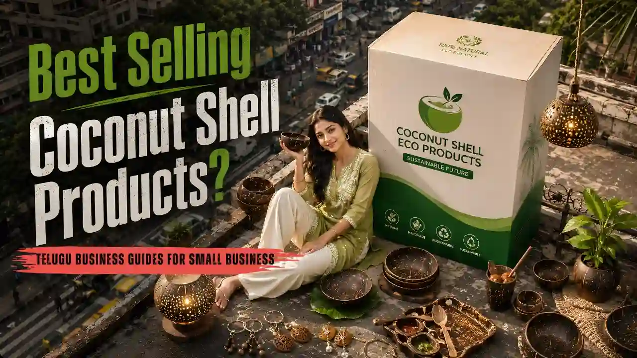 Best selling coconut shell products for women entrepreneurs starting a profitable home business in Telugu
