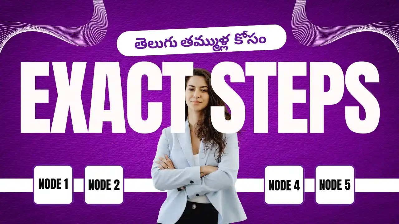 Step by step workflow nodes explaining how to configure LinkedIn job automation in Telugu for automatic job applications.