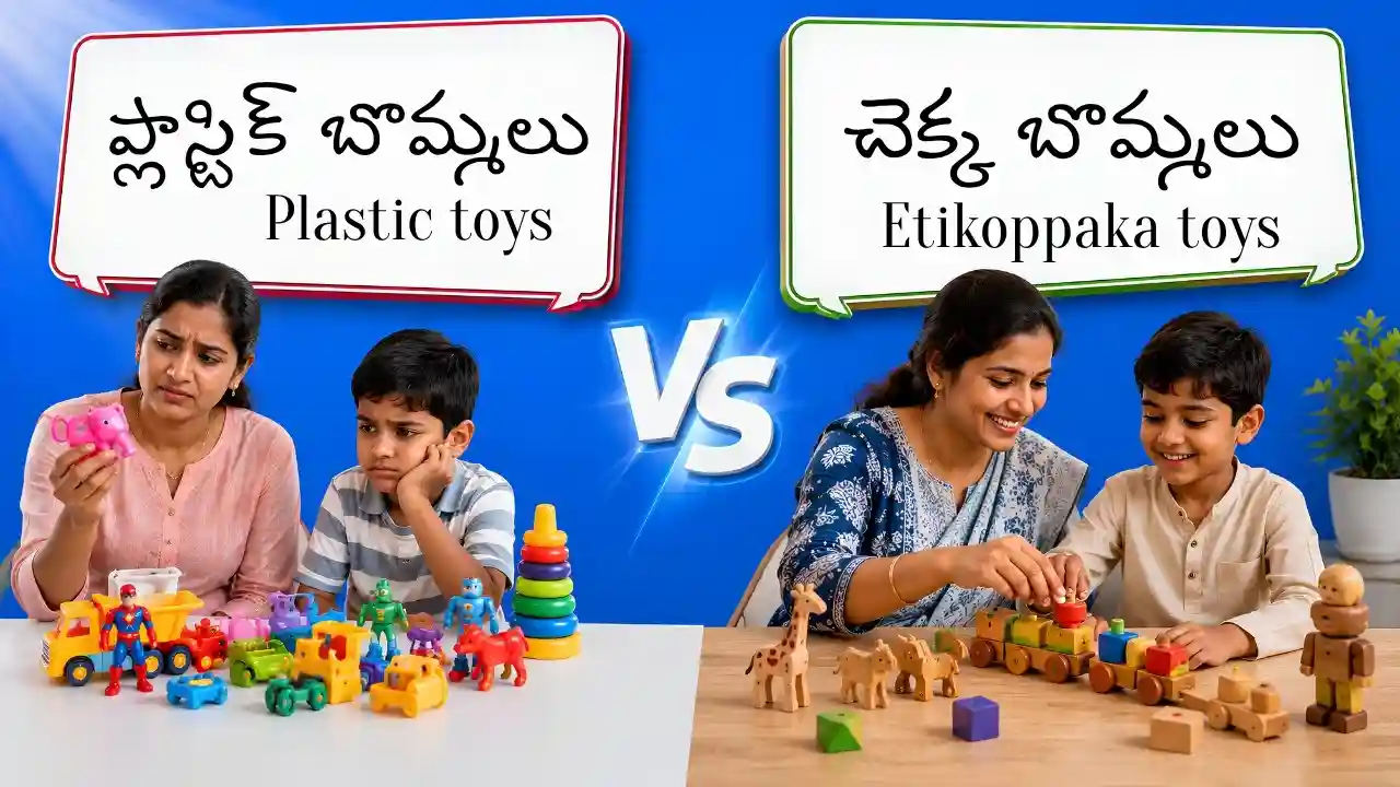 Telugu Gen Z entrepreneur and young homemaker packing handmade wooden toys for an online business with low investment and high profit potential.