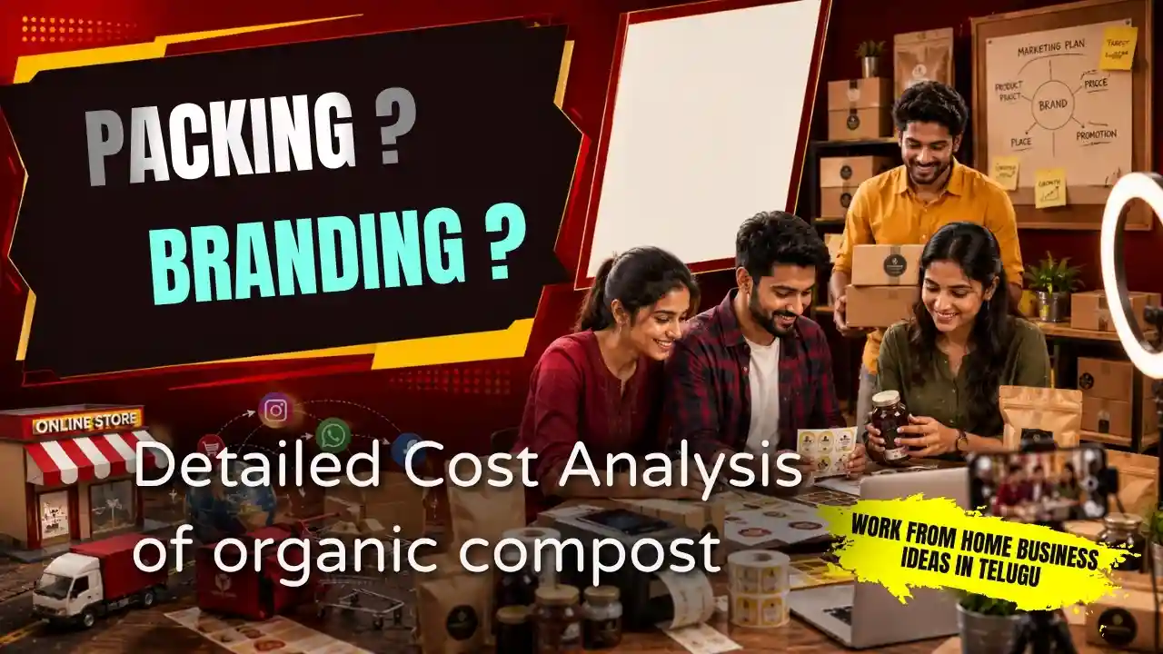 Organic compost product branding, packaging and marketing process for Telugu small business owners building a work from home startup in Andhra Pradesh.