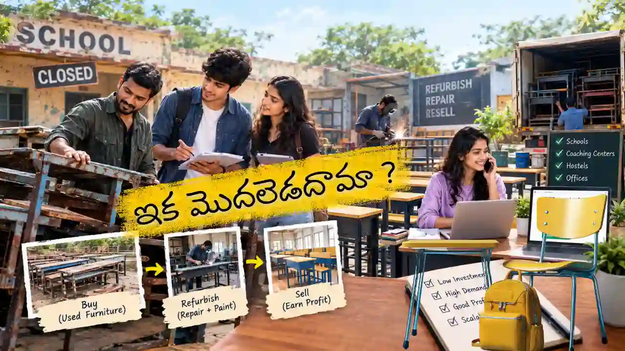 Refurbished School Furniture ను Bulk Hostel Beds Wholesale ఆర్డర్ల కోసం IndiaMART Selling ద్వారా అమ్ముతూ School Furniture Business పెంచుతున్న యువ উদ্যముల దృశ్యం